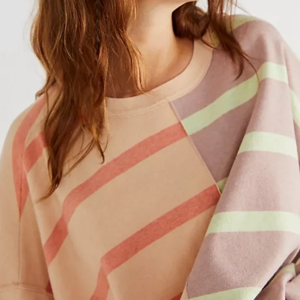 Free People Uptown Stripe Pullover Pastel Dreams